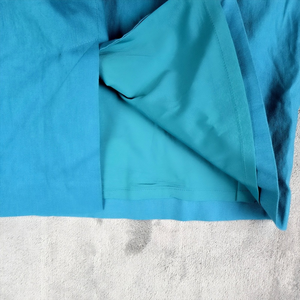 Adrianna Papell Teal Shutter Pleat Sheath Dress Size 8 Lined Linen Blend - Picture 6 of 9